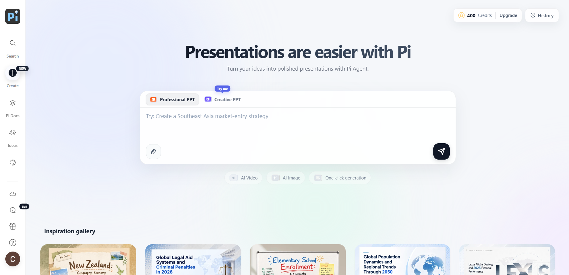Presentation Intelligence (Pi) 2026: Reseña completa (¿El generador de presentaciones IA más rápido?)