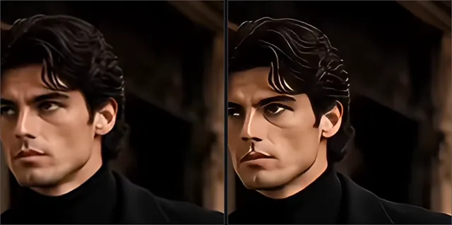 Before and after comparison of Vidu's video enhancer